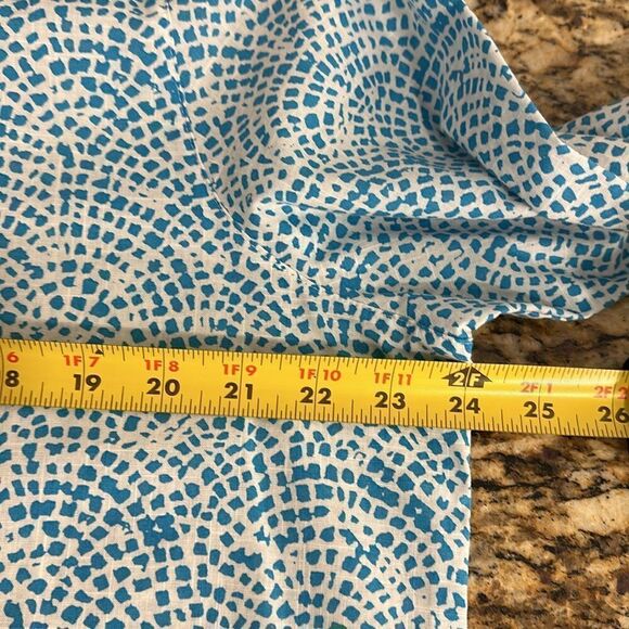Foxcroft Border Trim Cotton Wrinkle Free Tunic Top In Lagoon Multi Size 18 - Picture 7 of 9